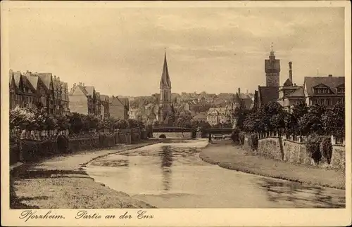 Ak Pforzheim im Schwarzwald, Partie an der Enz