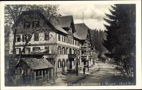 Ak Schönmünzach im Murgtal Baiersbronn im Schwarzwald, Hotel Post