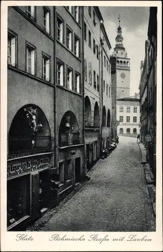 Ak Kłodzko Glatz Schlesien, Böhmische Straße, Lauben, Geschäft Heinrich Gallwitz