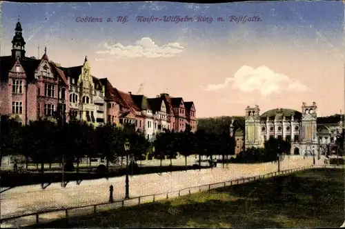 Ak Koblenz am Rhein, Kaiser-Wilhelm-Ring mit Festhalle