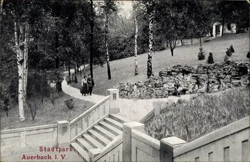 Ak Auerbach im Vogtland, Stadtpark