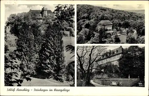 Ak Steinbergen Rinteln in Niedersachsen, Schloss Arensburg, Autobahn-Rasthaus