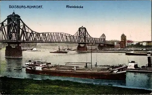 Ak Ruhrort Duisburg im Ruhrgebiet, Rheinbrücke