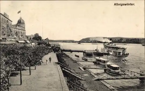 Ak Königswinter am Rhein, Anlegestelle, Promenade