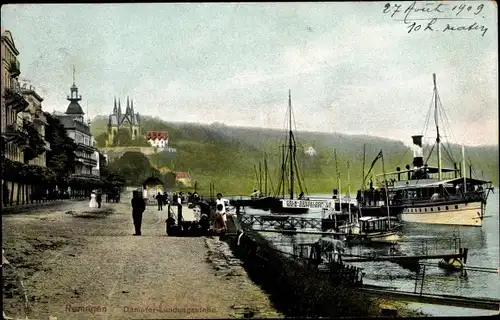 Ak Remagen am Rhein, Dampfer-Landungsstelle, Schiffe