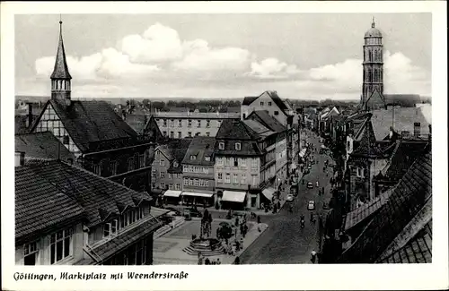 Ak Göttingen in Niedersachsen, Marktplatz mit Weenderstraße