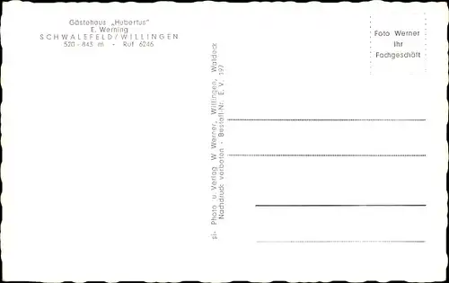 Ak Schwalefeld Willingen Upland Waldeck, Gästehaus Hubertus, Außenansicht