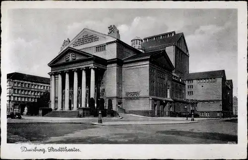 Ak Duisburg in Nordrhein Westfalen, Partie am Stadttheater, Säuleneingang