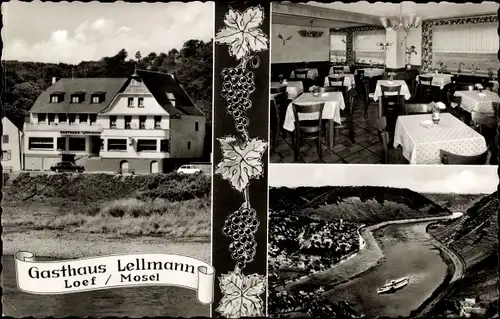 Ak Löf Loef an der Mosel, Gasthaus Lellmann, Inneres, Luftbild
