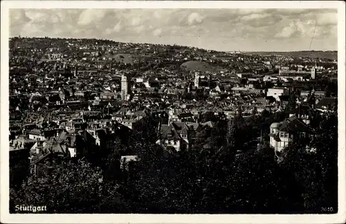 Ak Stuttgart in Württemberg, Panorama vom Ort