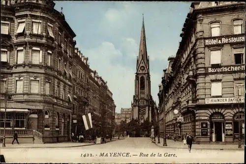 Ak Mainz am Rhein, Rue de la Gare, Hotel-Restaurant Bayerischer Hof