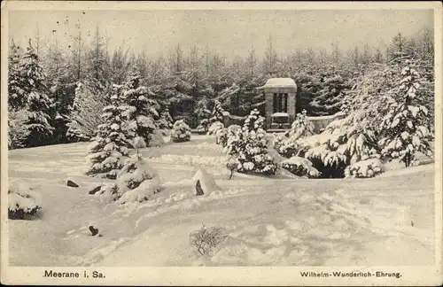 Ak Meerane in Sachsen, Wilhelm Wunderlich Ehrung, Winter