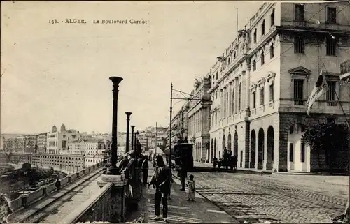 Ak Algier Alger Algerien, Le Boulevard Carnot, Straßenbahn