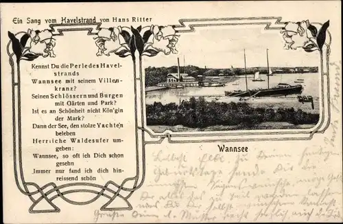 Ak Berlin Zehlendorf Wannsee, Ein Sang vom Havelstrand von Hans Ritter