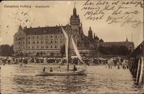 Ak Kołobrzeg Kolberg Pommern, Strandpartie