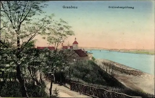 Ak Grudziądz Graudenz Westpreußen, Schlossbergabhang