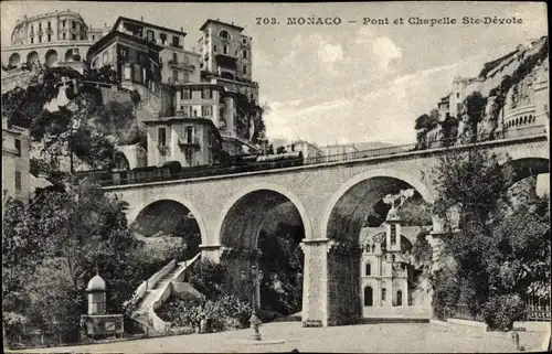 Ak Monaco, Pont et Chapelle Sainte Devote