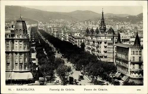 Ak Barcelona Katalonien Spanien, Paseo de Gracia