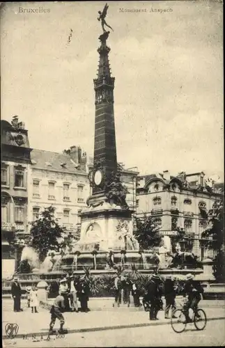 Ak Bruxelles Brüssel, Monument Anspach