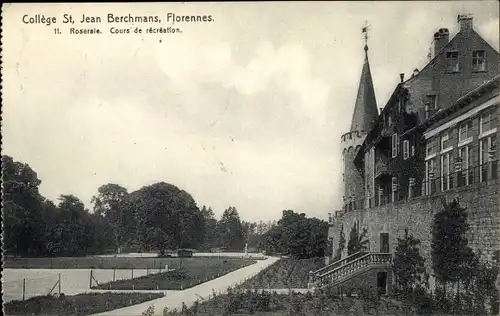 Ak Florennes Wallonien Namur, College St. Jean Berchmans, Roseraie, Cours de recreation