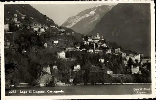 Ak Castagnola Cassarate Lugano Kt Tessin, Lago di Lugano, Panorama