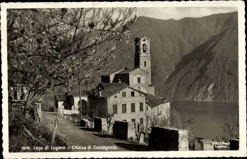 Ak Castagnola Cassarate Lugano Kt Tessin, Chiesa, Lago di Lugano