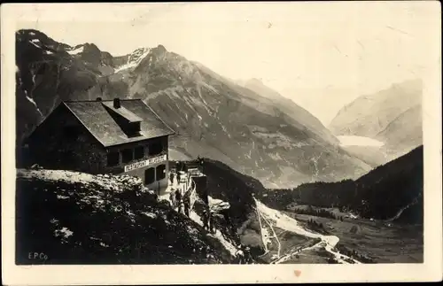 Ak Alp Grüm Kt. Graubünden, Hotel Restauranz Belvedere, Blick ins Puschlav