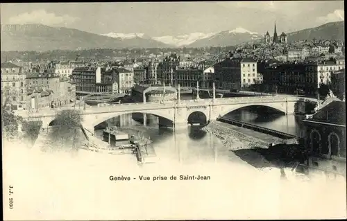 Ak Genève Genf Stadt, vue générale prise de Saint Jean