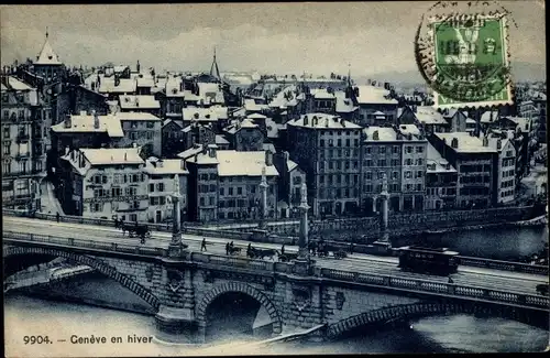 Ak Genève Genf Stadt, Stadt im Winter