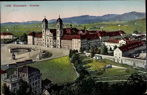 Ak Einsiedeln Kt. Schwyz, Blick aufs Kloster
