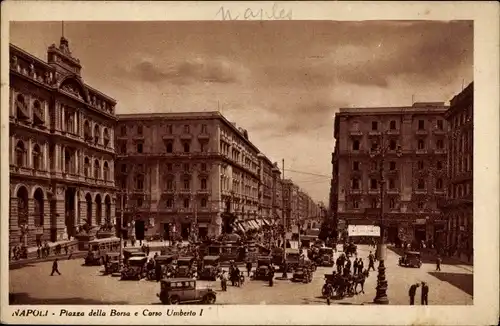 Ak Napoli Neapel Campania, Piazza della Borsa, Corso Umberto I