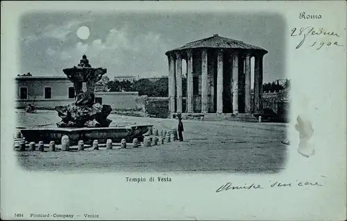 Mondschein Ak Roma Rom Lazio, Tempio di Vesta