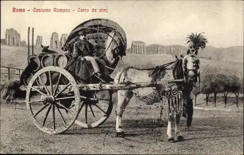 Ak Roma Rom Lazio, Costume Romano, Carro da vino
