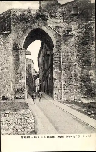 Ak Perugia Umbria, Porta di S. Susanna, Opera Etrusca