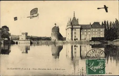 Ak Clayette Saône et Loire, Fetes d'Aviation 1912, Flugzeuge