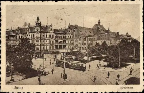 Ak Szczecin Stettin Pommern, Paradeplatz