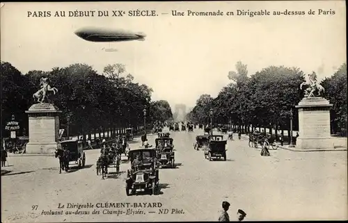 Ak Paris VIII, Une Promenade en Dirigeable au dessus de Paris, Le Dirigeable Clement Bayard