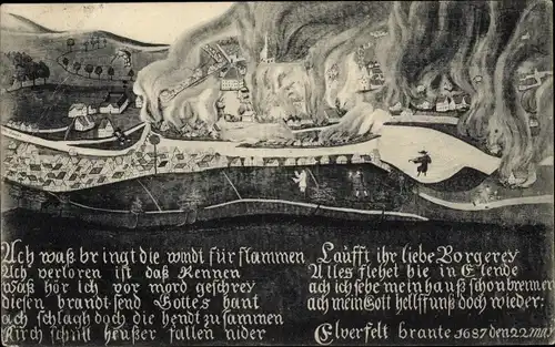 Künstler Ak Elberfeld Wuppertal, Brand der Stadt 1687