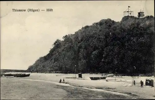 Ak Thiessow auf Rügen, Strandpartie, Höft