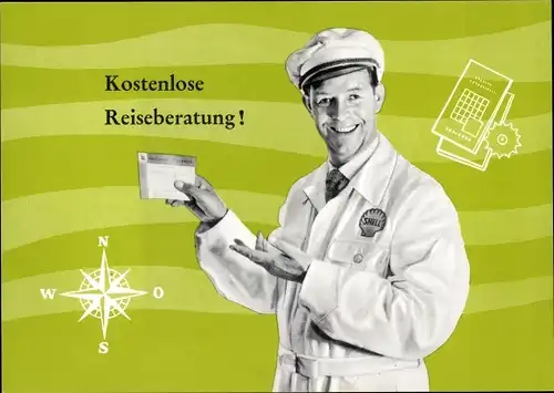Ak Kostenlose Reiseberatung, Mechaniker, Shell-Station Franz Hompf, Günzburg an der Donau