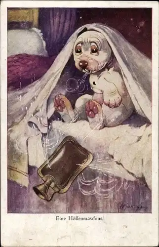 Künstler Ak Bonzo the Dog, Eine Höllenmaschine, Wärmflasche mit Löchern