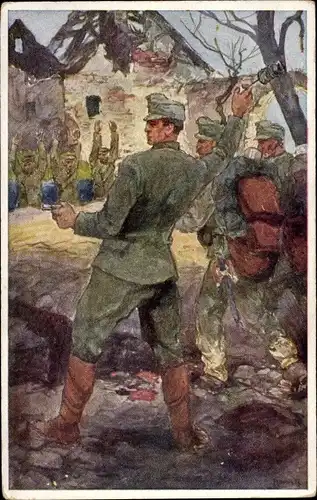 Künstler Ak Kadett Wilhelm Pentlicha, kleine Patrouille, kuk Armee, Deutschmeister Inf. Regt., I.WK