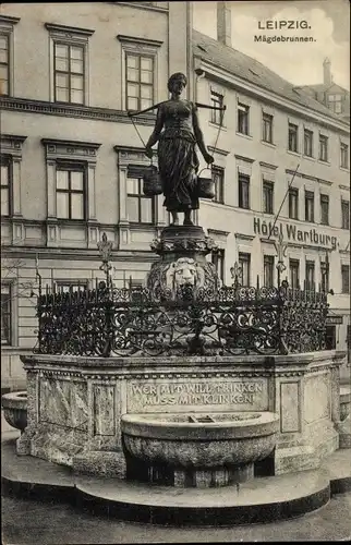 Ak Leipzig in Sachsen, Mägdebrunnen, Hotel Wartburg