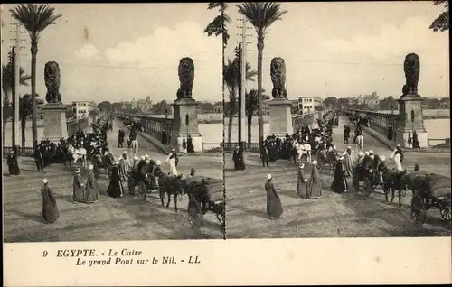 Stereo Ak Cairo Kairo Ägypten, Qasr El Nil Bridge