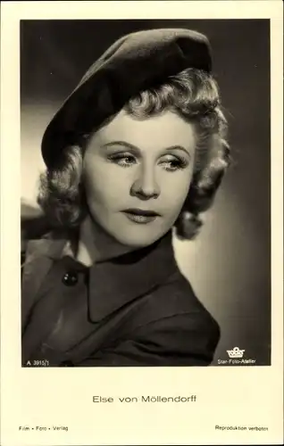 Ak Schauspielerin Else von Möllendorff, Portrait mit Mütze