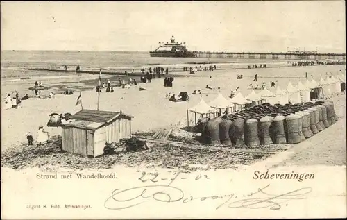 Ak Scheveningen Den Haag Südholland, Strand, Wandelhoofd