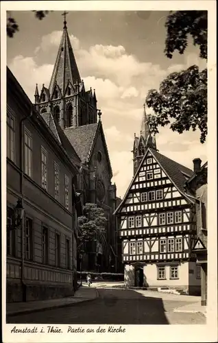 Ak Arnstadt in Thüringen, an der Liebfrauenkirche, Fachwerkhaus