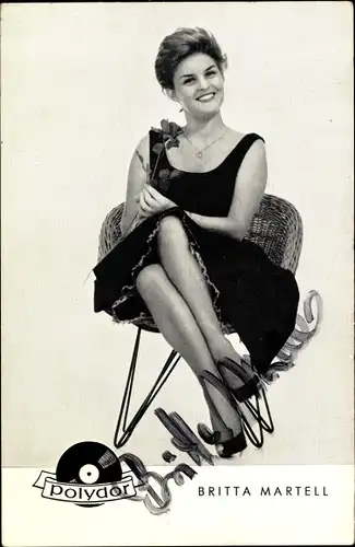 Ak Sängerin Britta Martell, Portrait, Autogramm