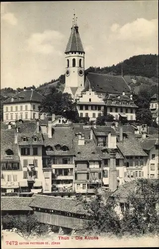 Ak Thun Kanton Bern Schweiz, Kirche, Ort