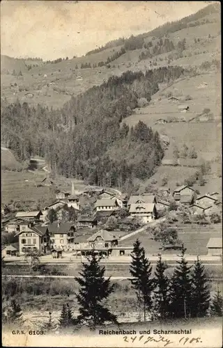 Ak Reichenbach im Kandertal Kanton Bern, Totale und Scharnachtal